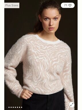 Pilcro Women's Animal Eyelash Sweater - Light Blush